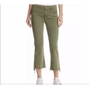Mother Insider Crop Step Fray Chino Army Green Size 32